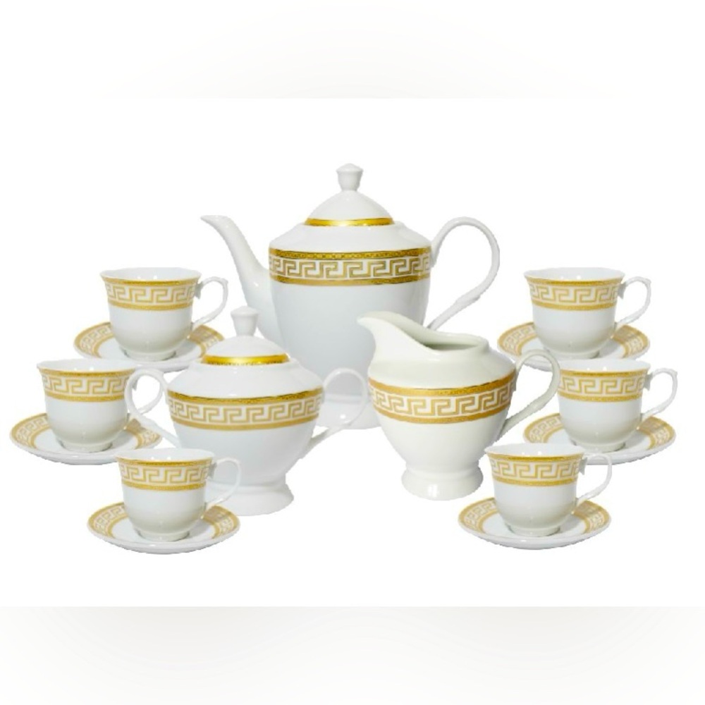 Elegant Gold and White Tea Set